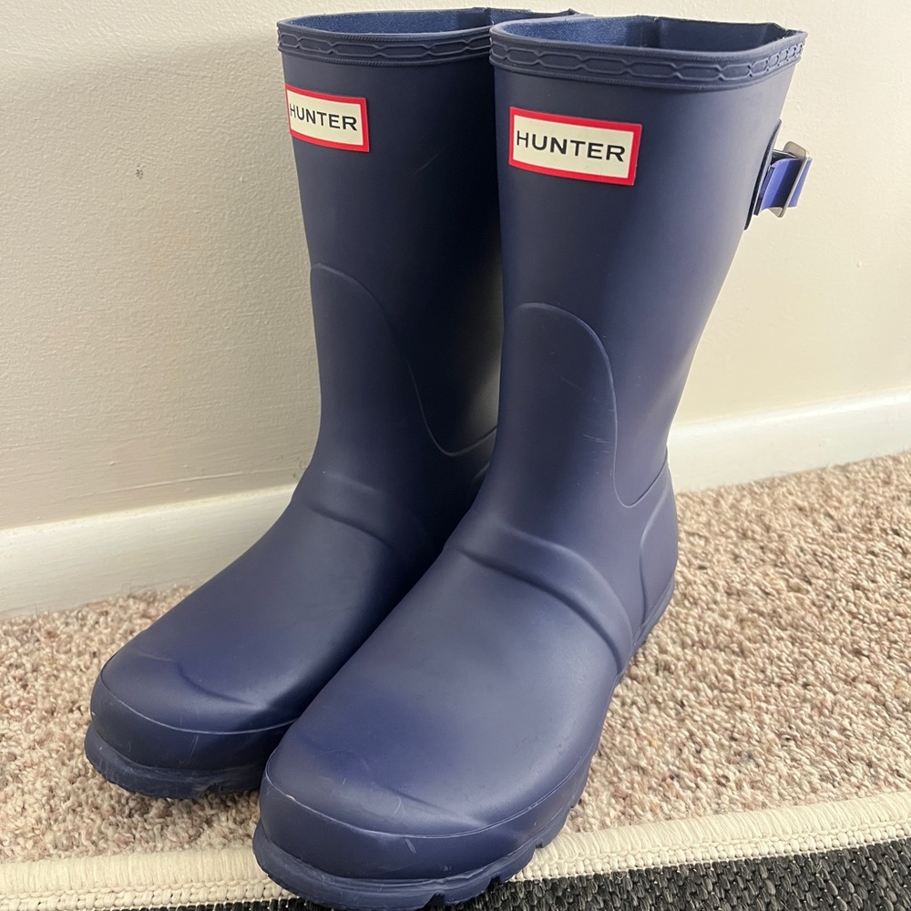 Hunter Women's Original Short Back Adjustable Rain Boot Melody/Electric Storm 7